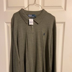 Gray Polo Sweater with Navy Blue Rider